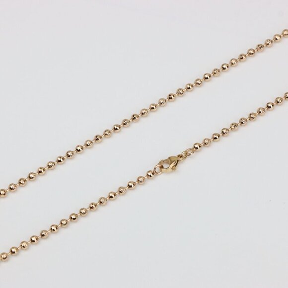 "Elegant Rose Gold Ball Chain Necklace High Polish Finish, XPNL0334 - Picture 2 of 12